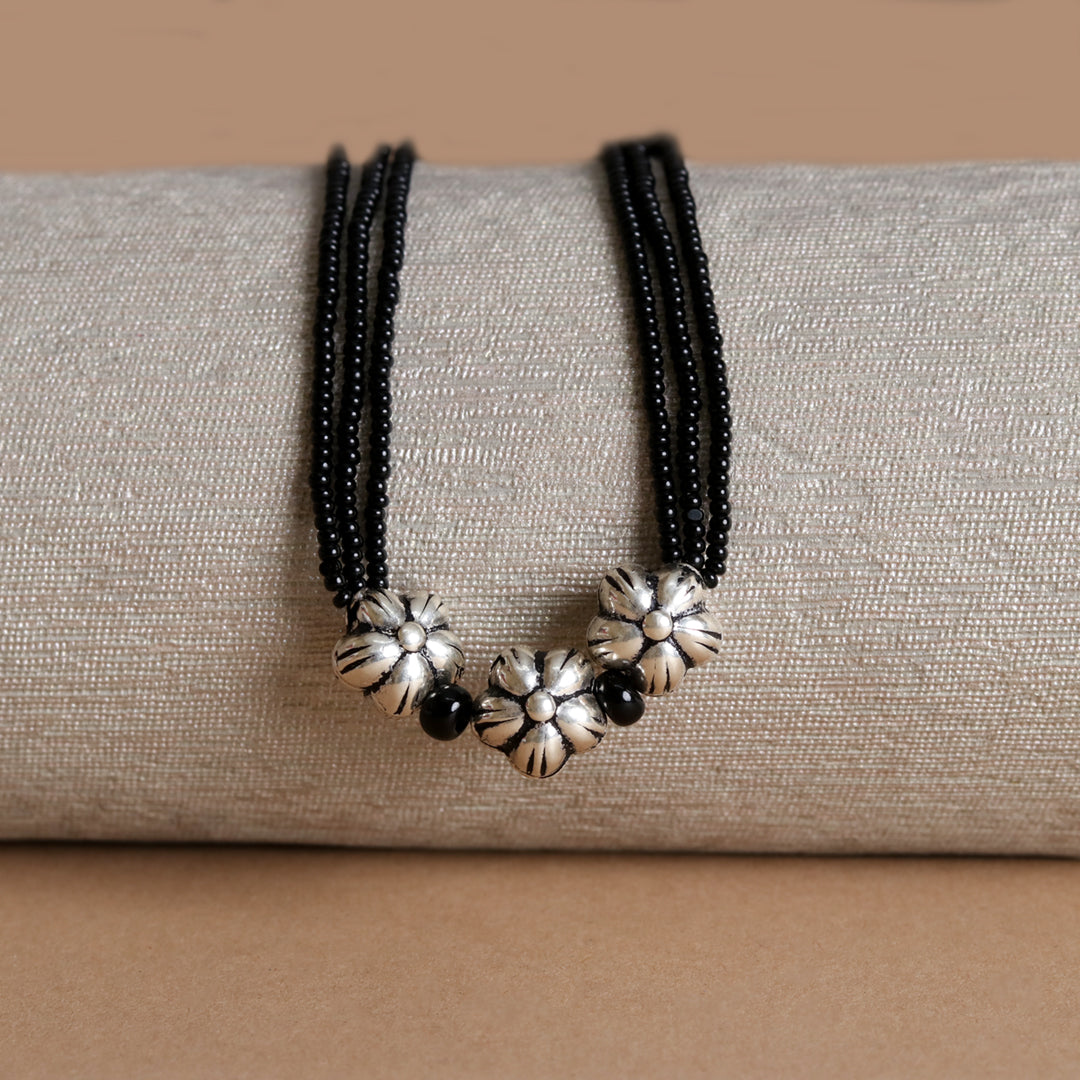 Silver Floral Mangalsutra