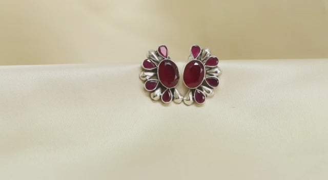 Semi-Circular Ruby Earrings