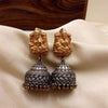 Dual Tone Temple Jhumka | Designer Silver Earrings | Handcrafted Silver Jewellery For Women By Pratha - Jewellery Studio