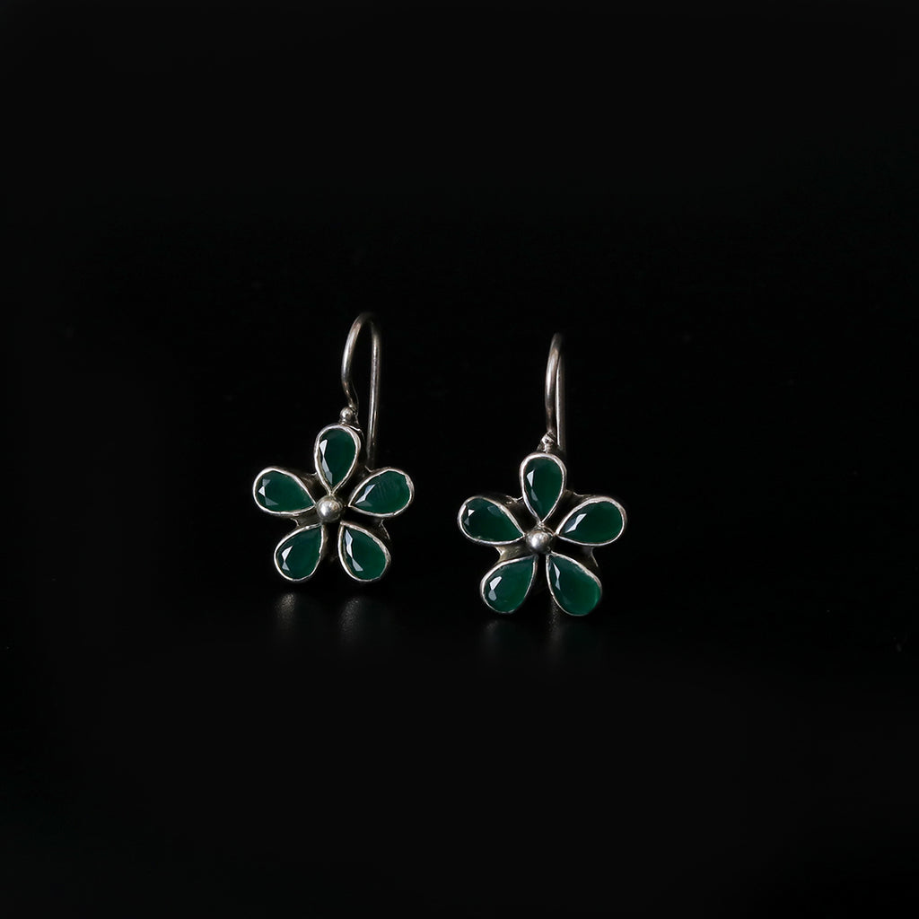 Green Floral Cutstone Earrings