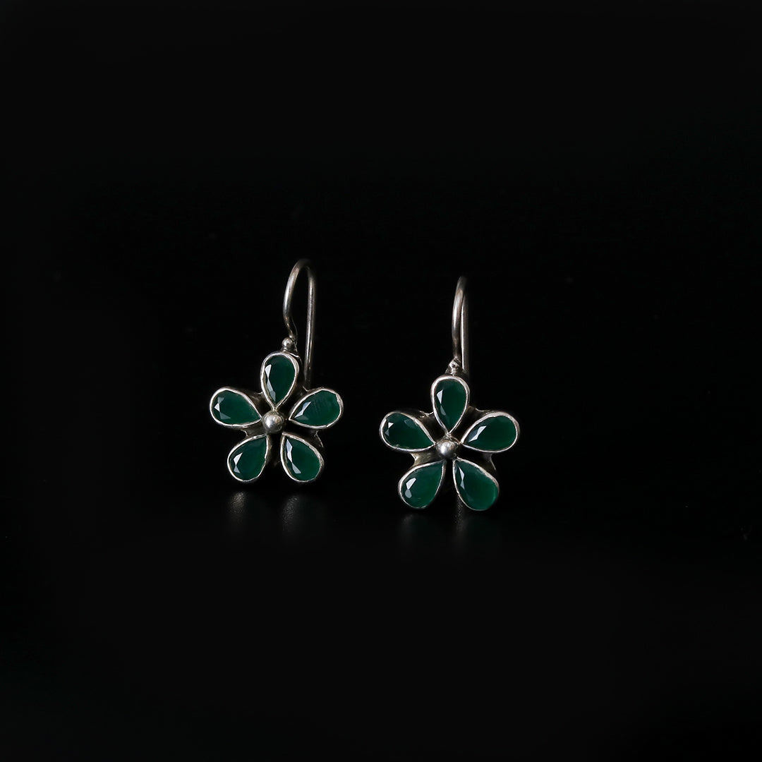 Green Floral Cutstone Earrings