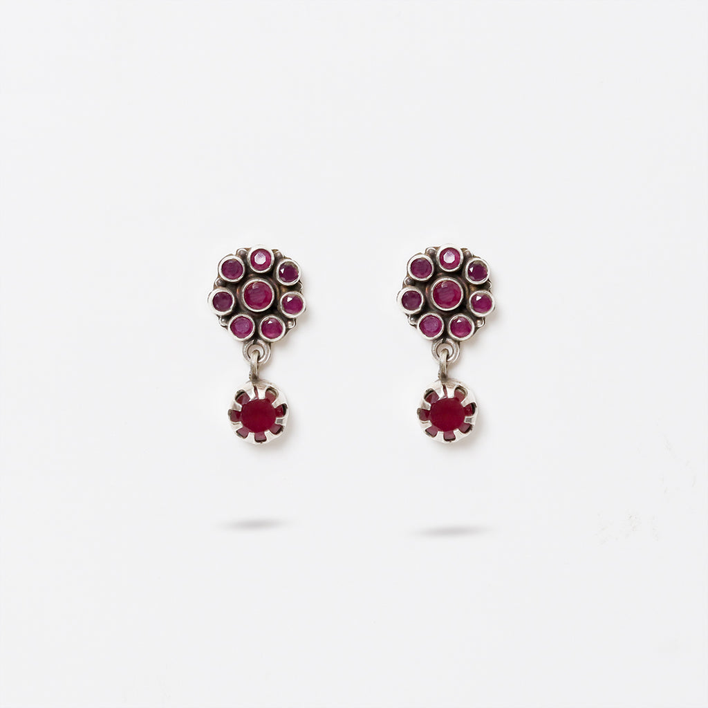 Ruby Floral Drop Earrings