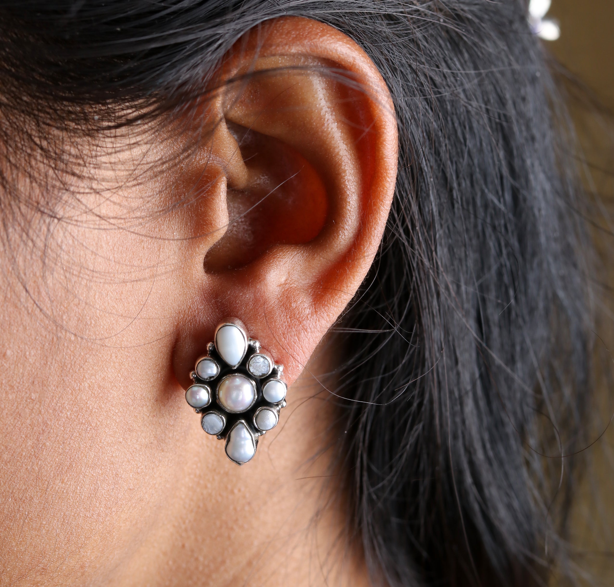 Kite Shape Pearl Studs
