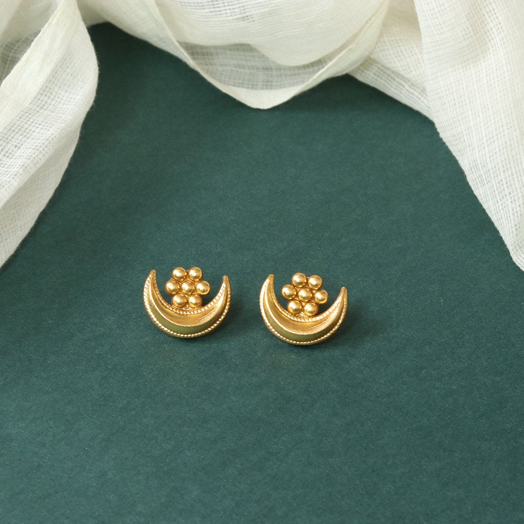 Chandraphool Earrings – Gold-Plated & Handcrafted in Sterling Silver