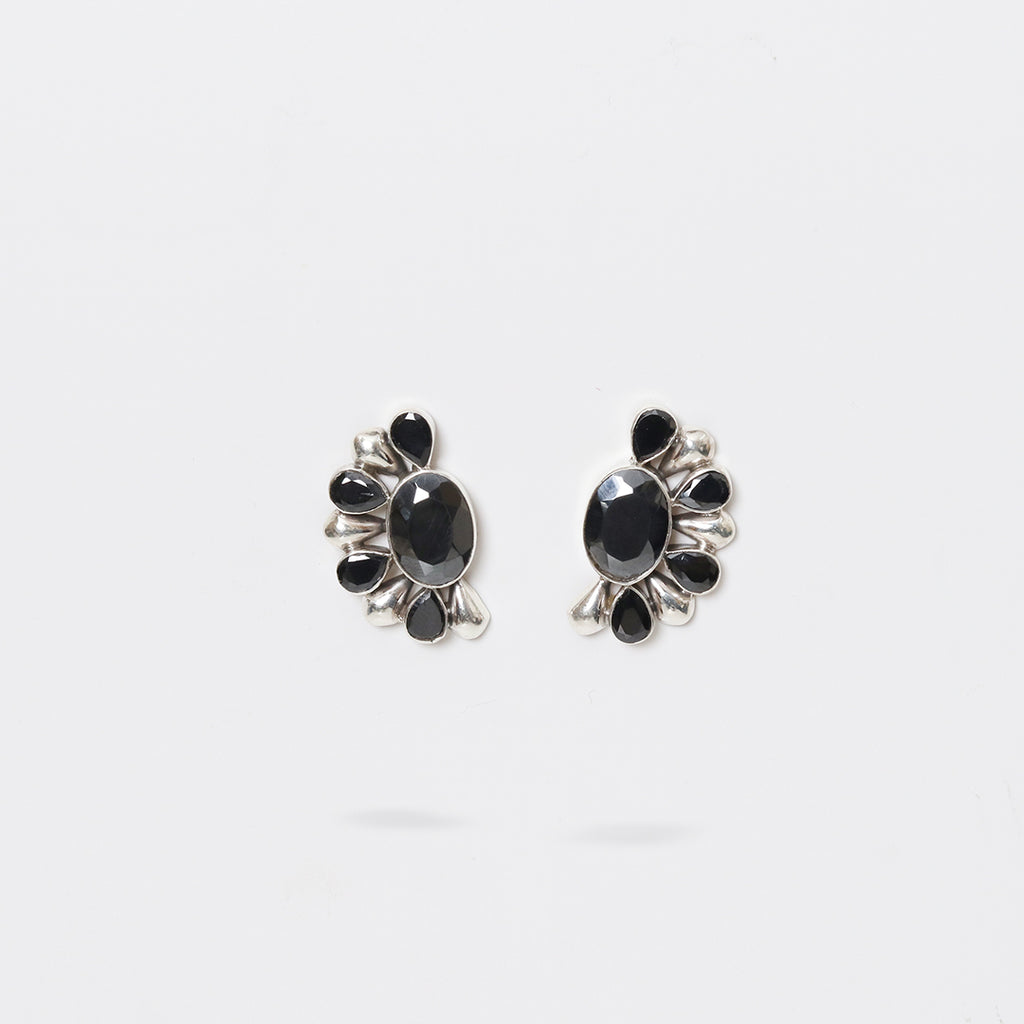 Semi-Circular Black Onyx Earrings