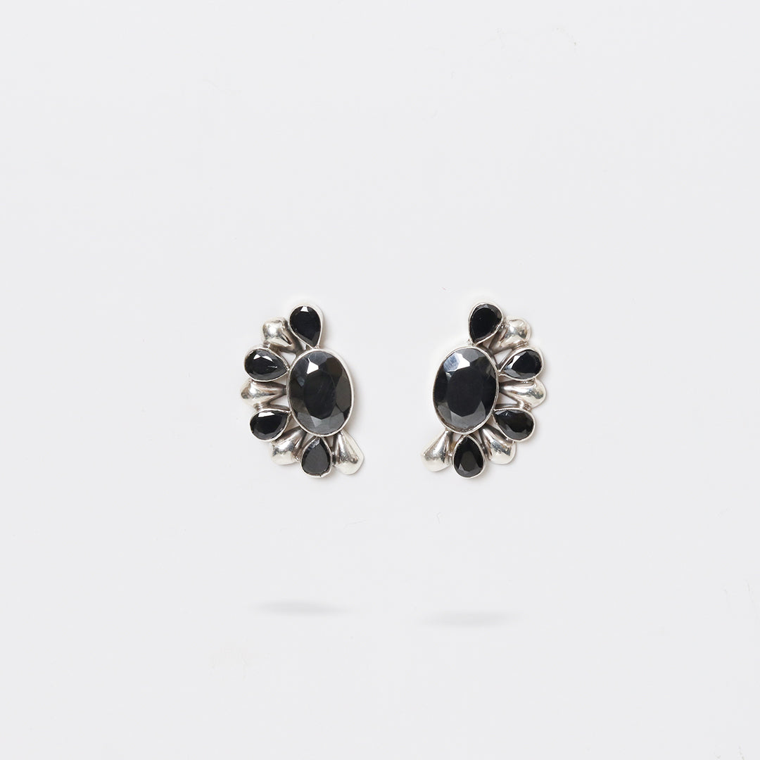 Semi-Circular Black Onyx Earrings