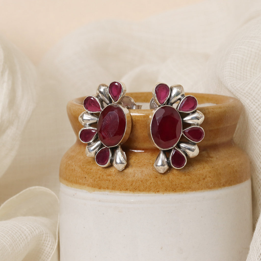 Semi-Circular Ruby Earrings