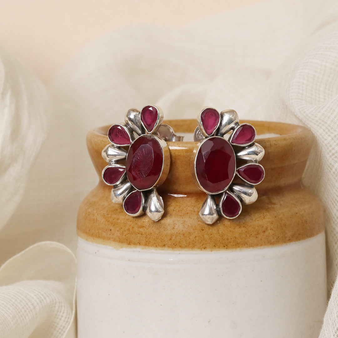 Semi-Circular Ruby Earrings
