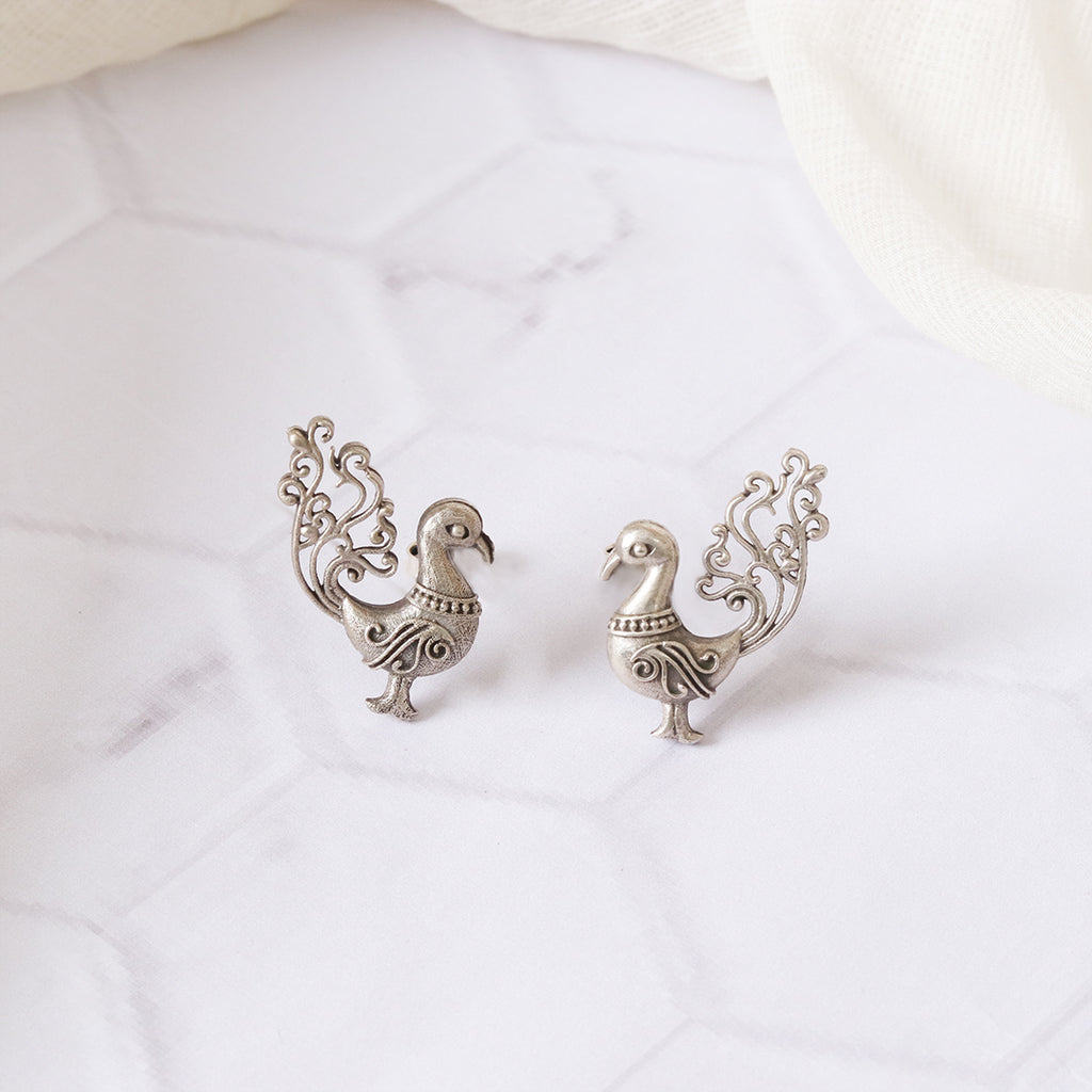Oxidised Peacock Silhouette Studs – view 4 of 7