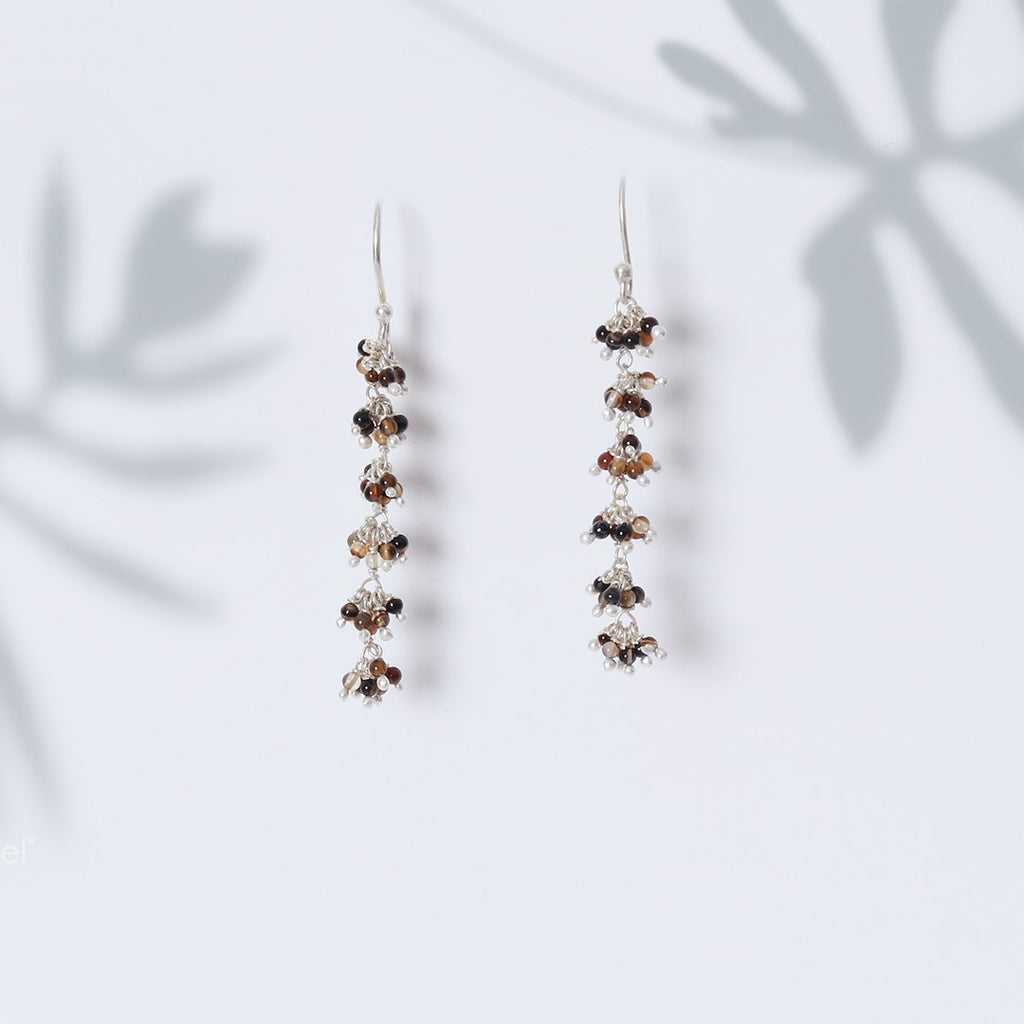 Brown Bead Cluster Drop Earrings – Drop earrings
