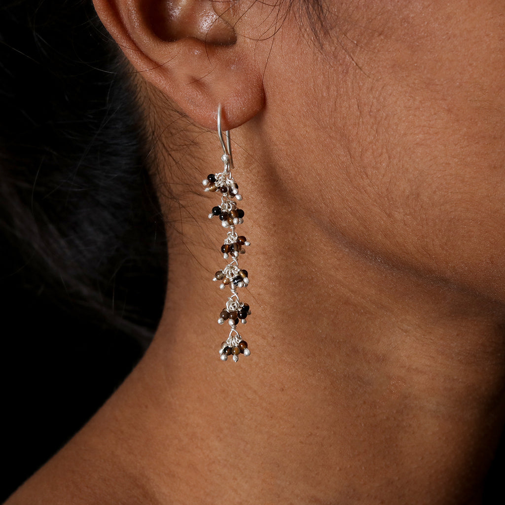 Brown Bead Cluster Drop Earrings – view 4 of 6