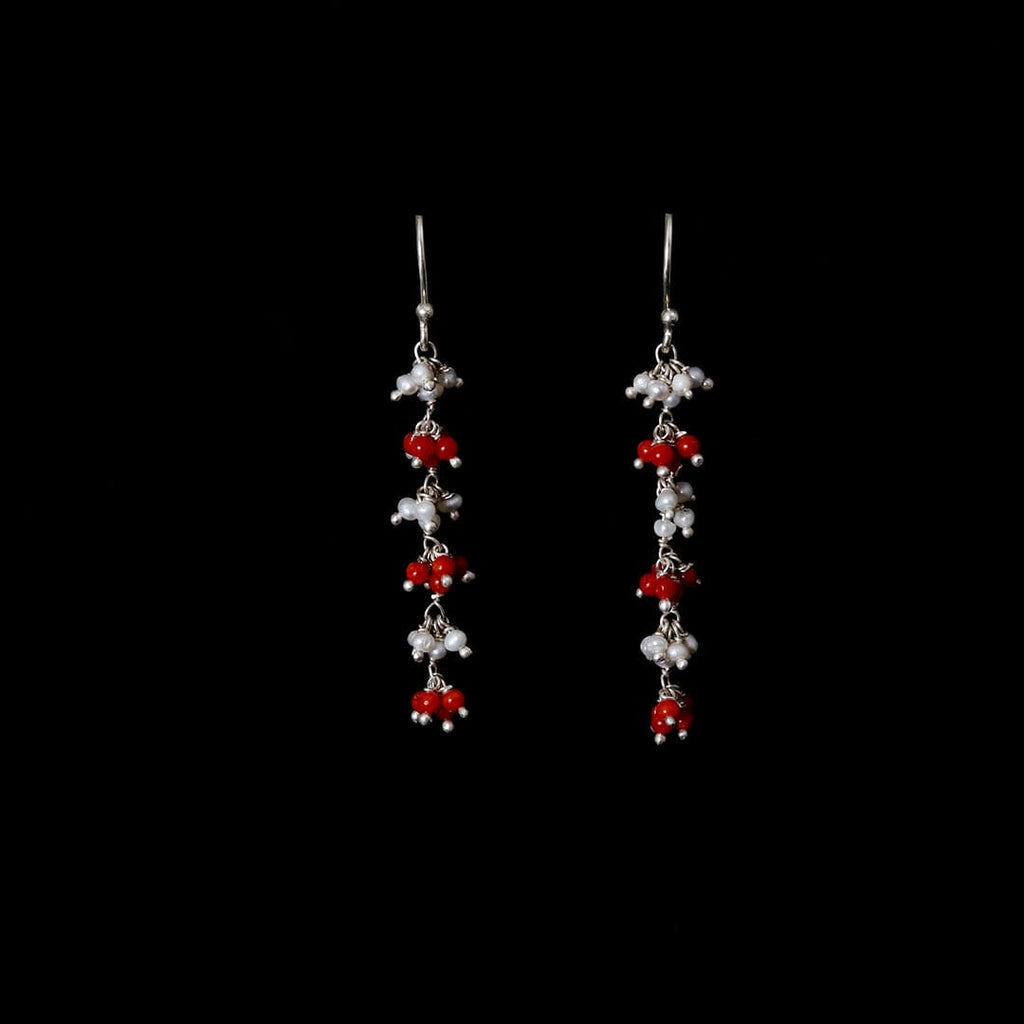 Red Bead & Pearl Cluster Hook Earrings – view 4 of 7