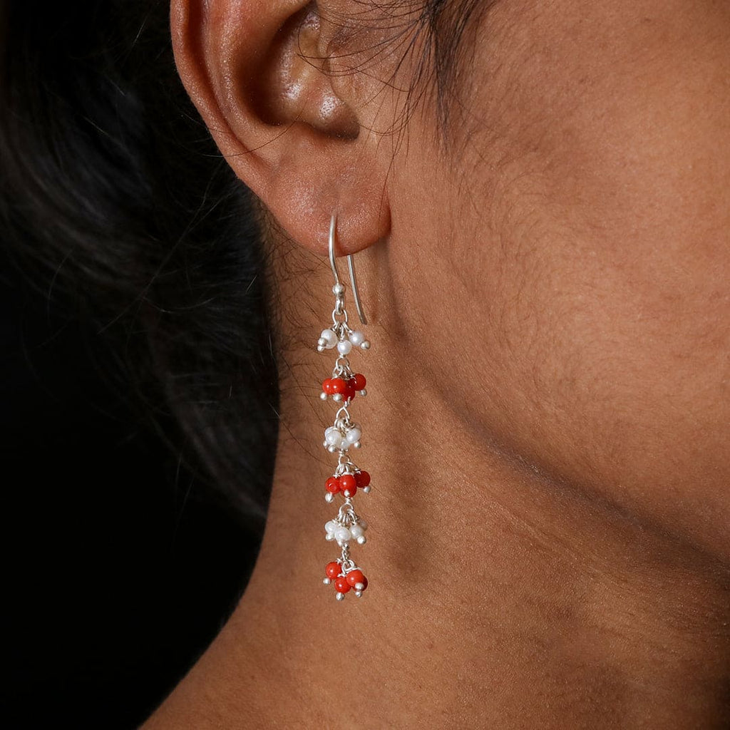 Red Bead & Pearl Cluster Hook Earrings – view 2 of 7