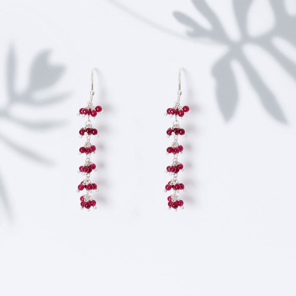 Gajra - Ruby Earrings – 925 sterling silver, Drop earrings