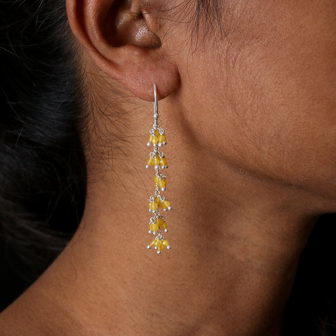Gajra-Yellow Bead Earrings