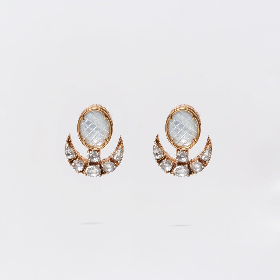 Moissanite Chandraphool Pearl Earrings