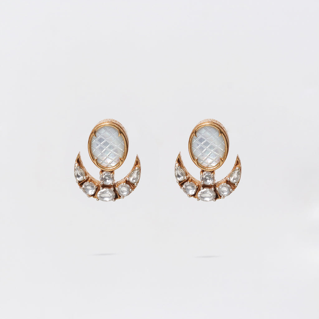 Moissanite Chandraphool Pearl Earrings