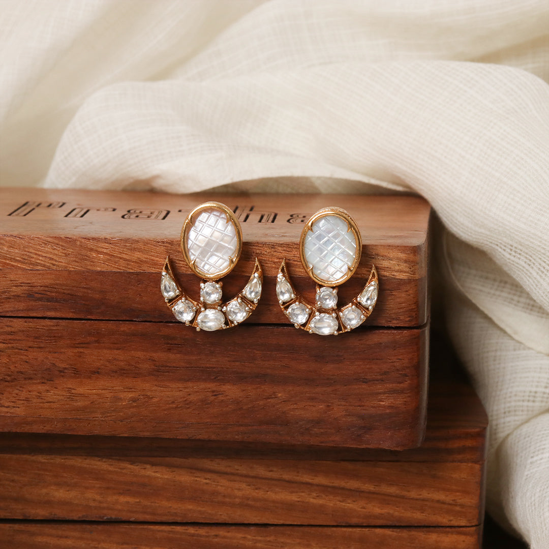 Moissanite Chandraphool Pearl Earrings