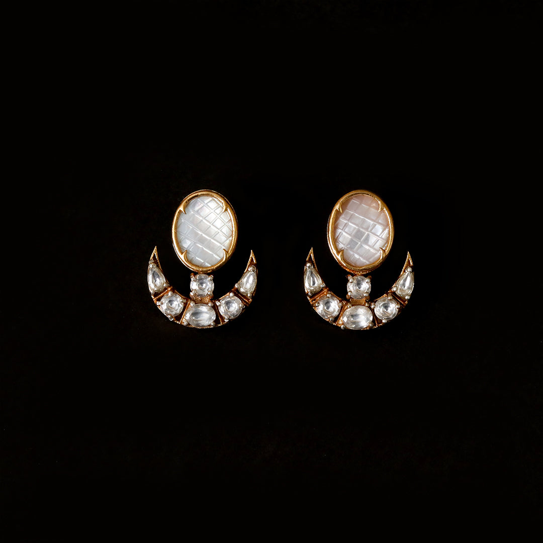 Moissanite Chandraphool Pearl Earrings