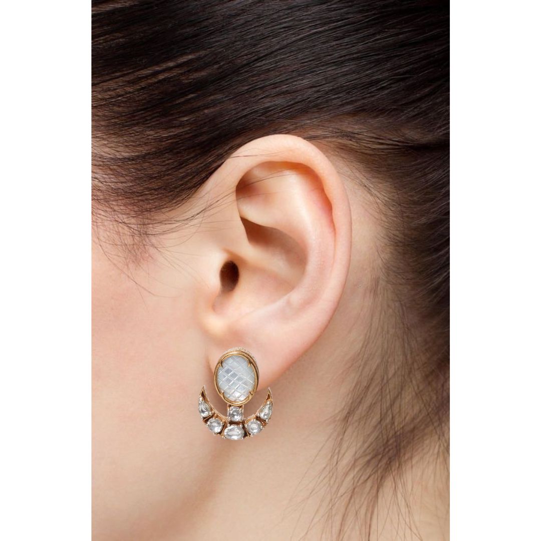 Moissanite Chandraphool Pearl Earrings