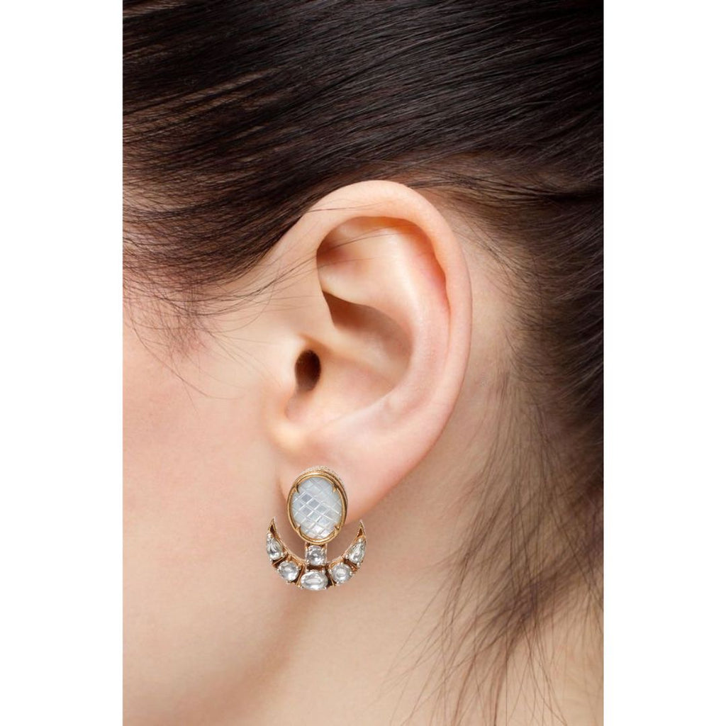 Moissanite Chandraphool Pearl Earrings