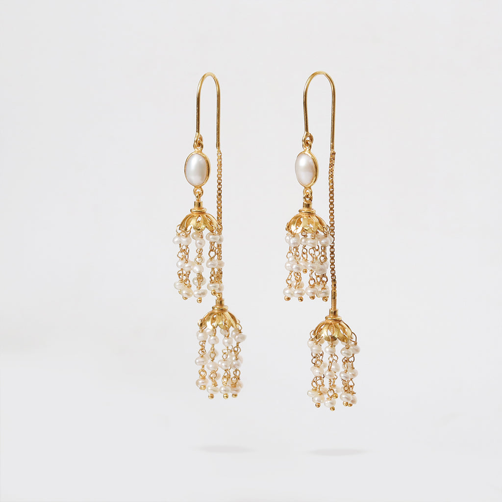 Classic Pearl Double Jhumki