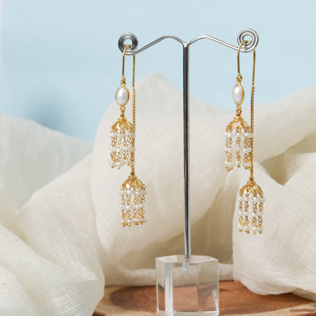 Classic Pearl Double Jhumki