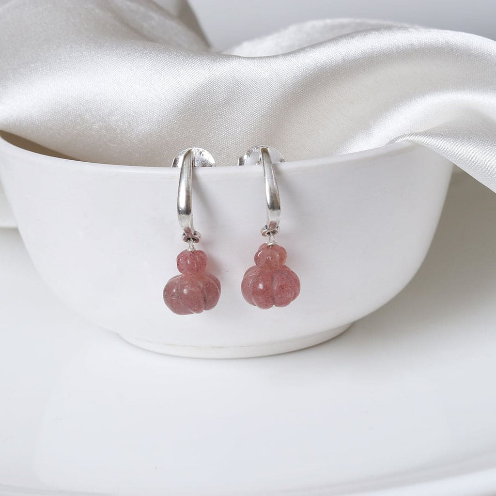 Faceted stone Earrings - Wine – 925 sterling silver, Stone earrings