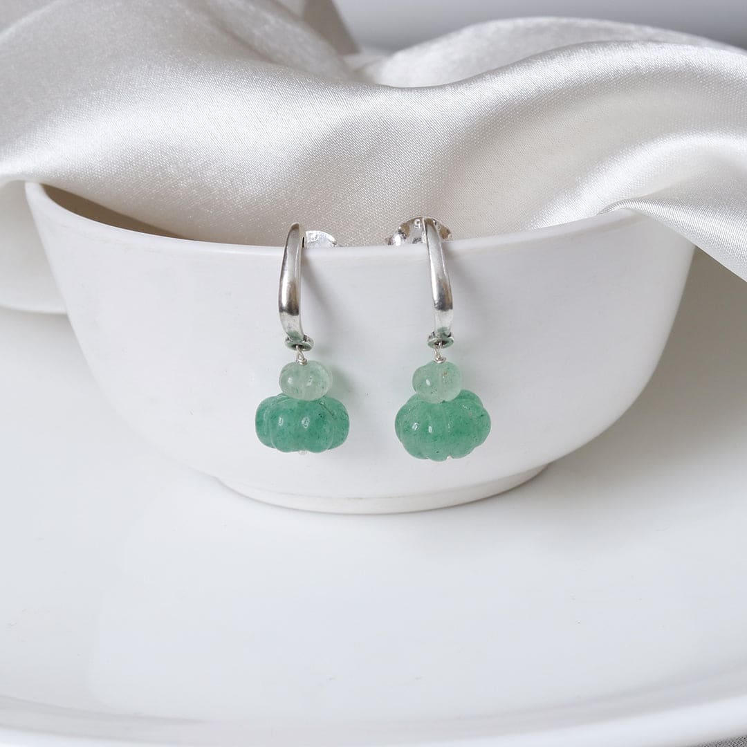 Faceted Stone Earrings - Green