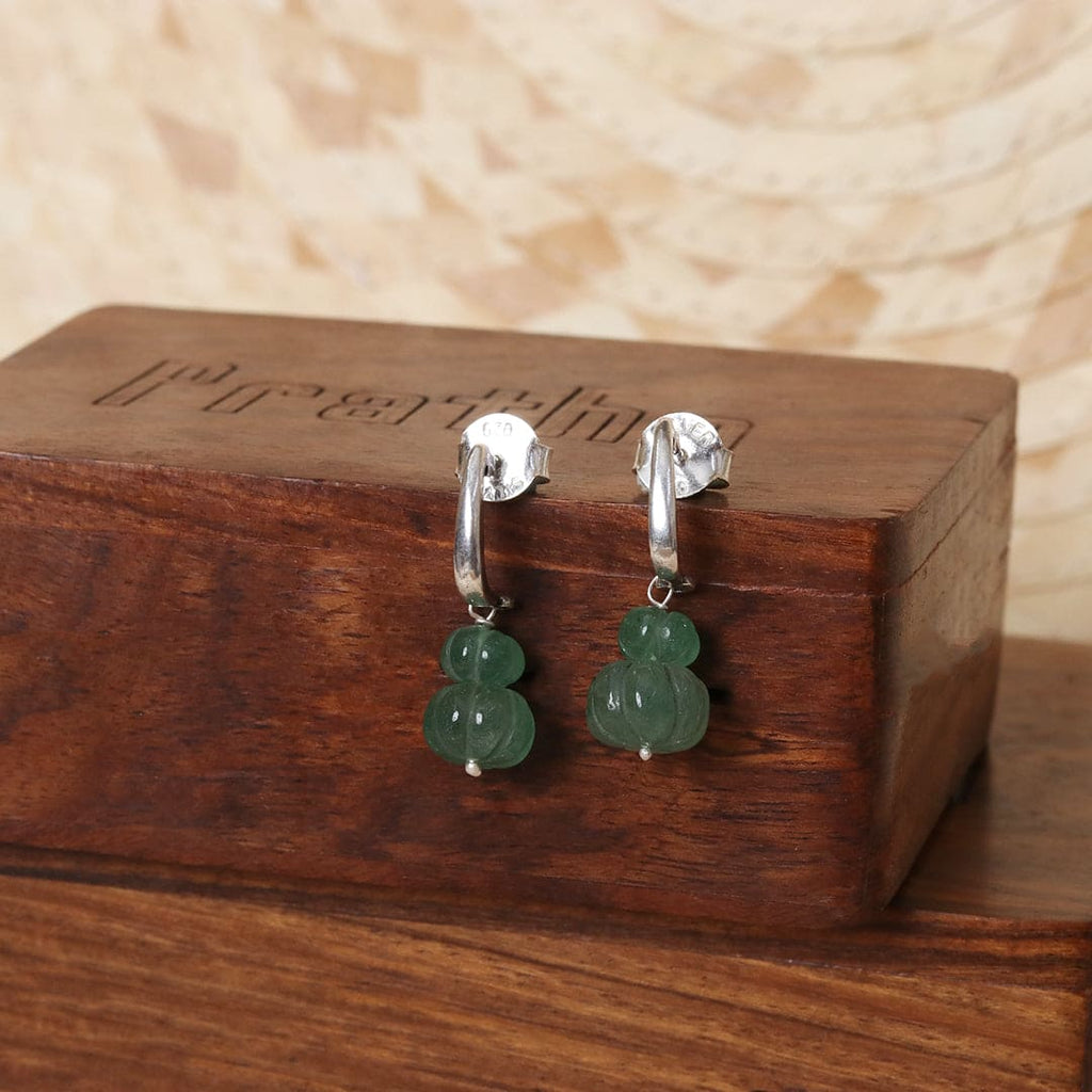 Faceted Stone Earrings - Green