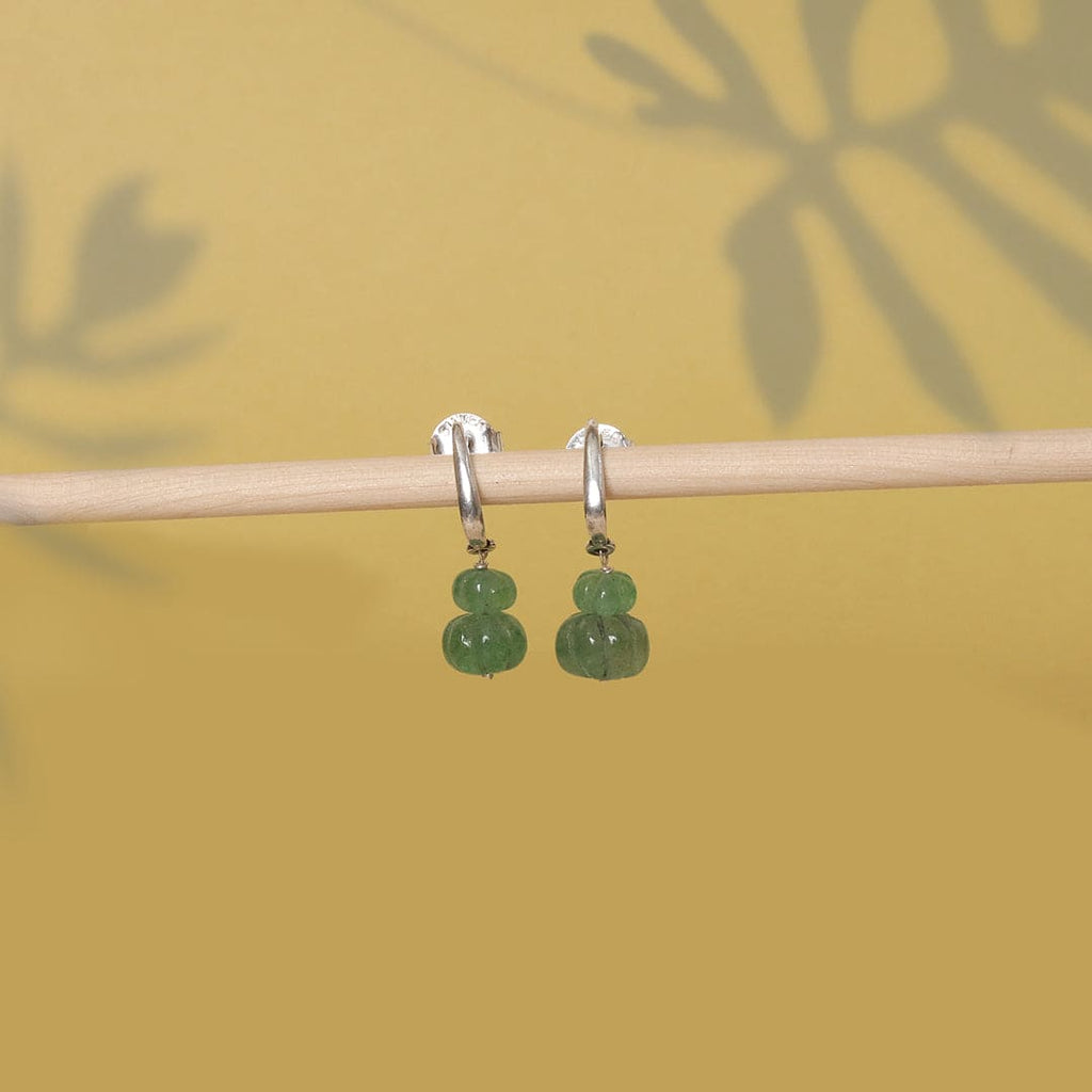 Faceted Stone Earrings - Green