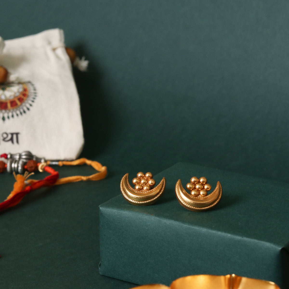 Chandraphool Earrings – Gold-Plated & Handcrafted in Sterling Silver