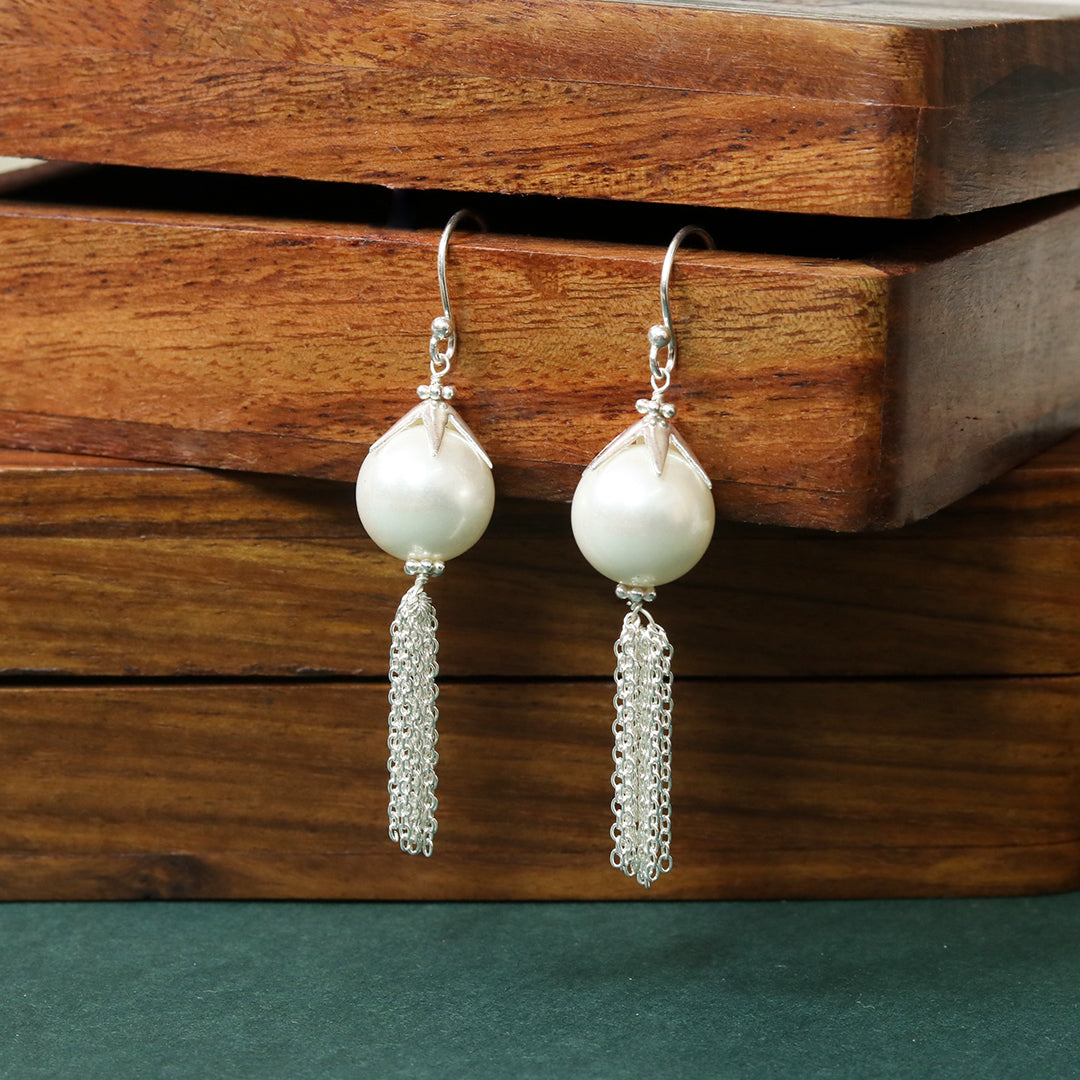 Tasseled Pearl Earrings
