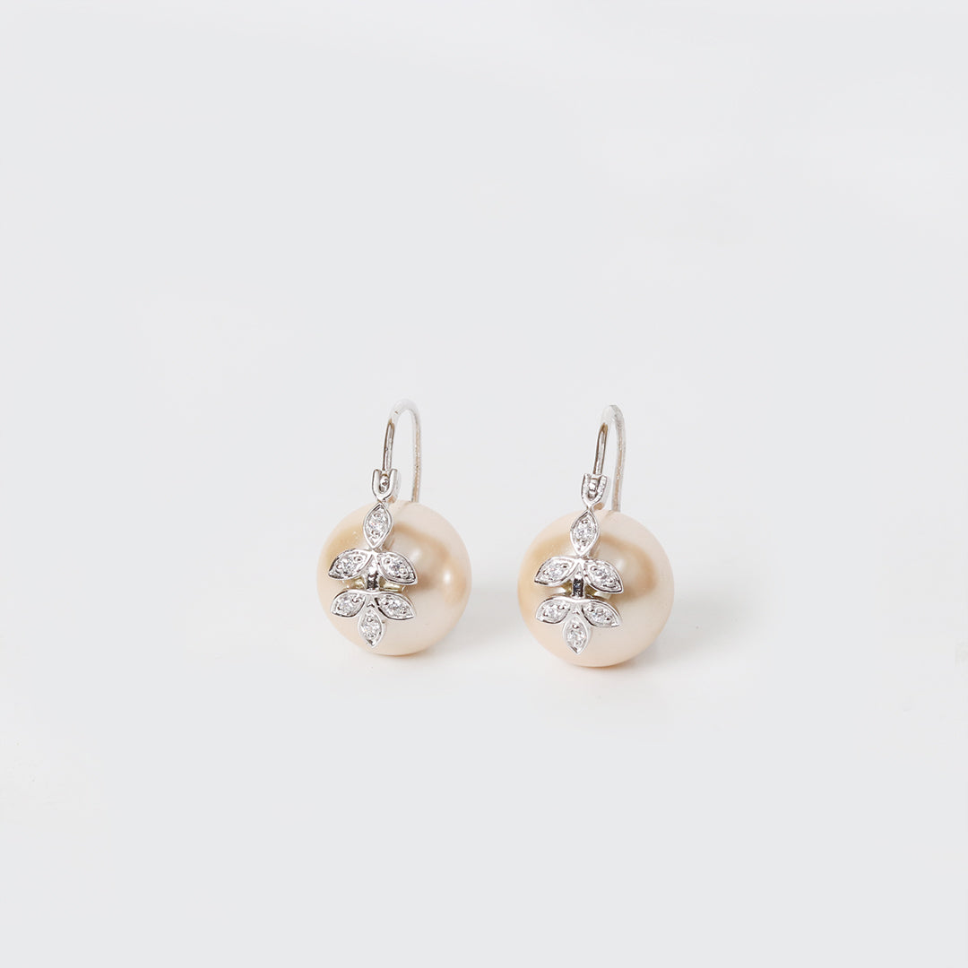 Pearl - Cubic Zircon Hoop Earrings