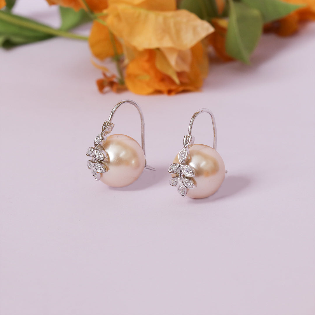 Pearl - Cubic Zircon Hoop Earrings