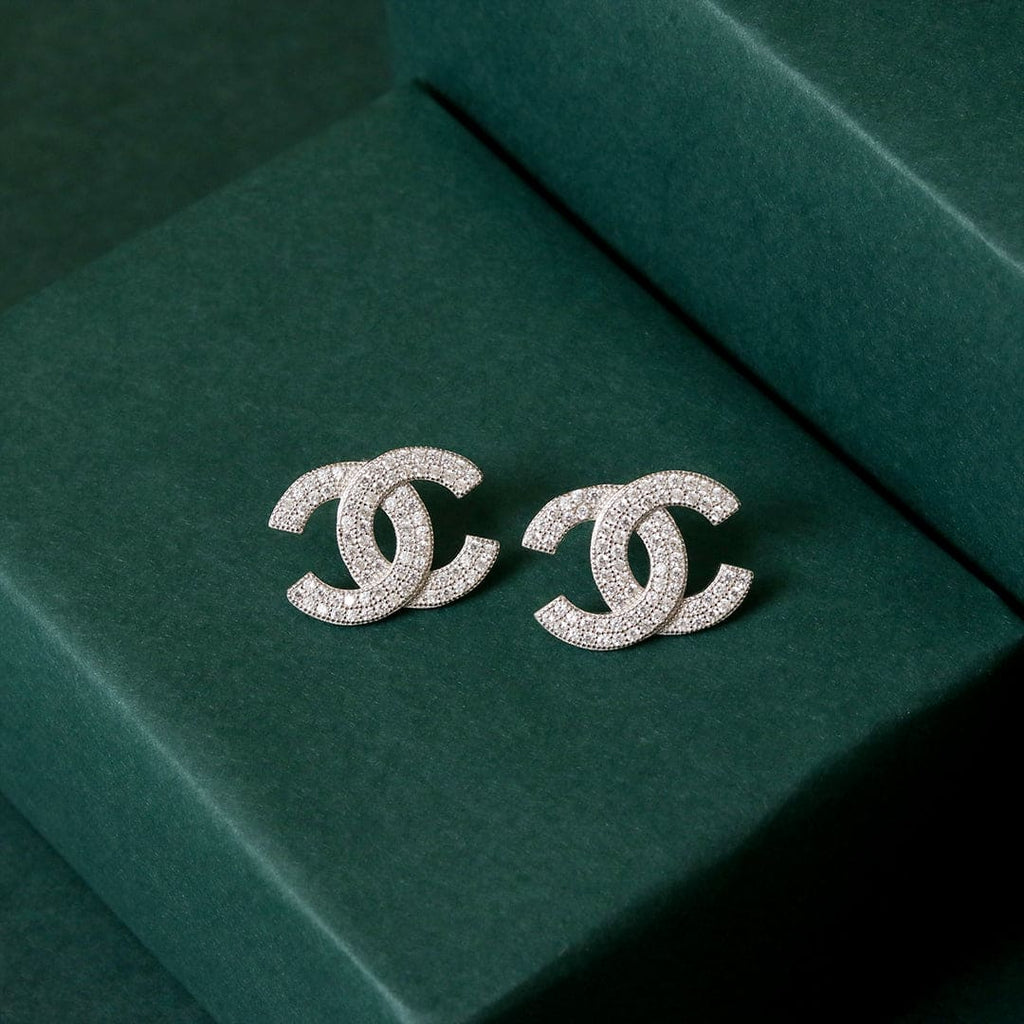 Pave Zircon Interlocking Studs – Stud earrings
