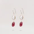 White Pearl and Red Stone Drop Earrings – Drop earrings