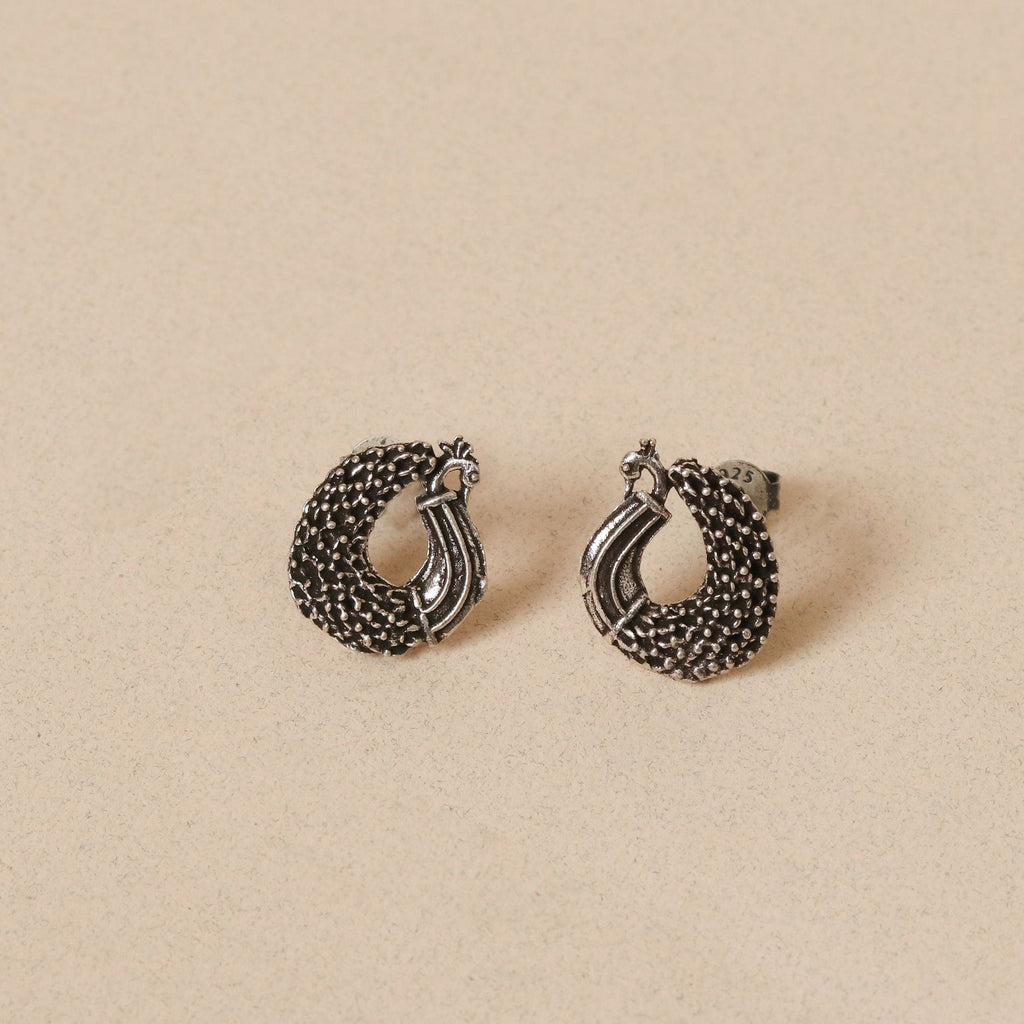 Peacock Elegance – Handcrafted Sterling Silver Earrings