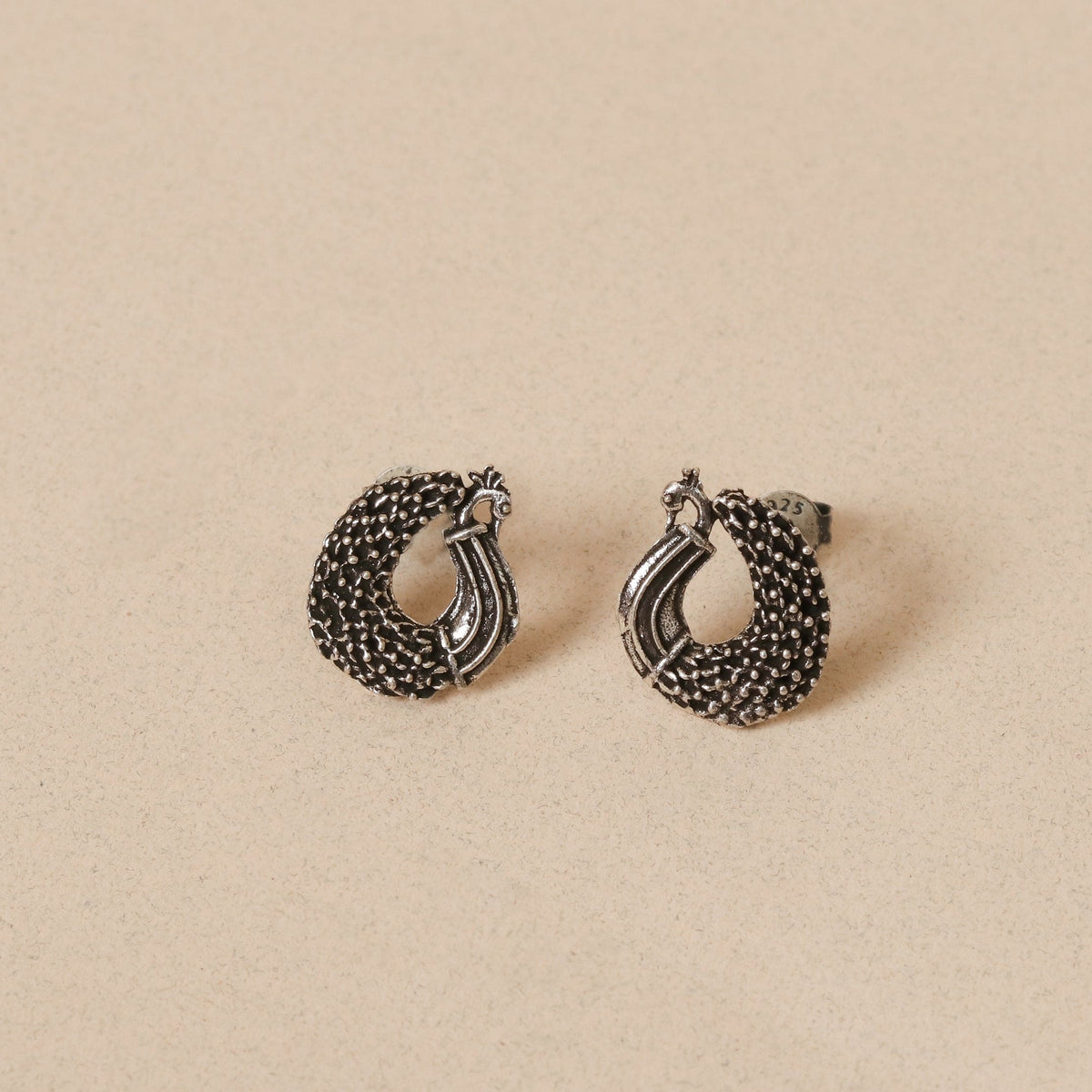 Peacock Elegance – Handcrafted Sterling Silver Earrings