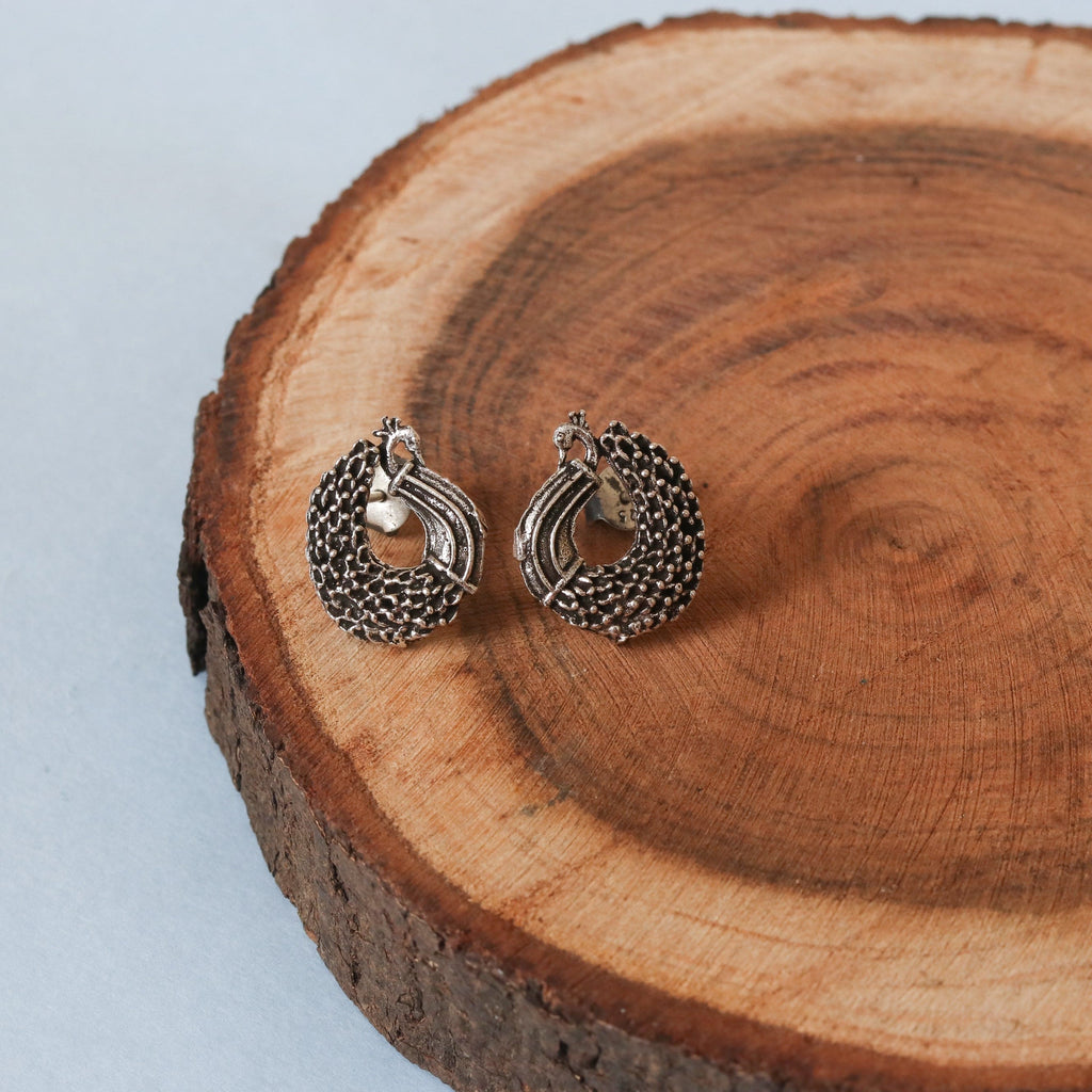Peacock Elegance – Handcrafted Sterling Silver Earrings