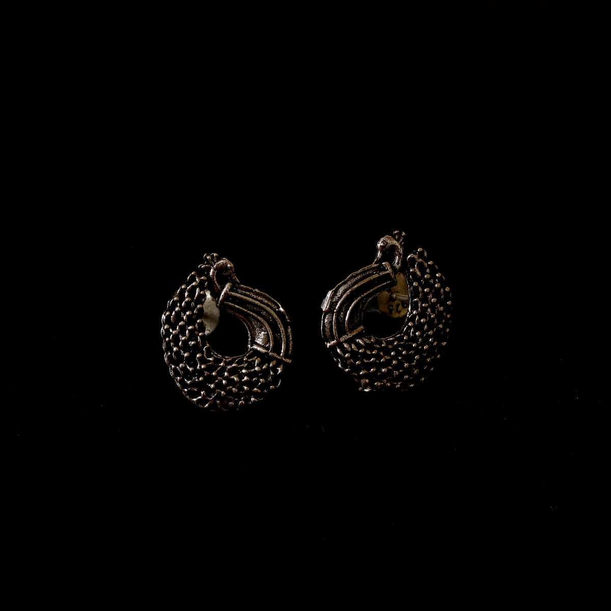 Peacock Elegance – Handcrafted Sterling Silver Earrings