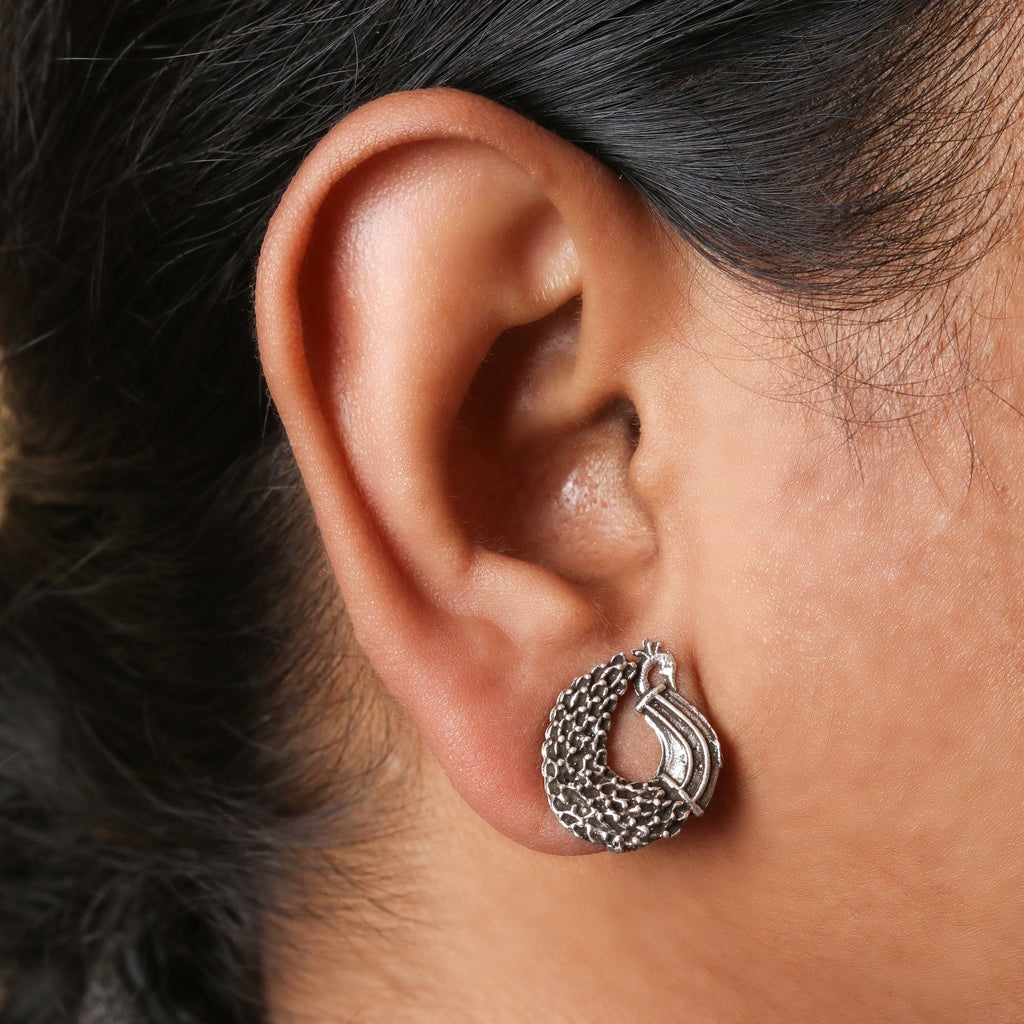 Peacock Elegance – Handcrafted Sterling Silver Earrings