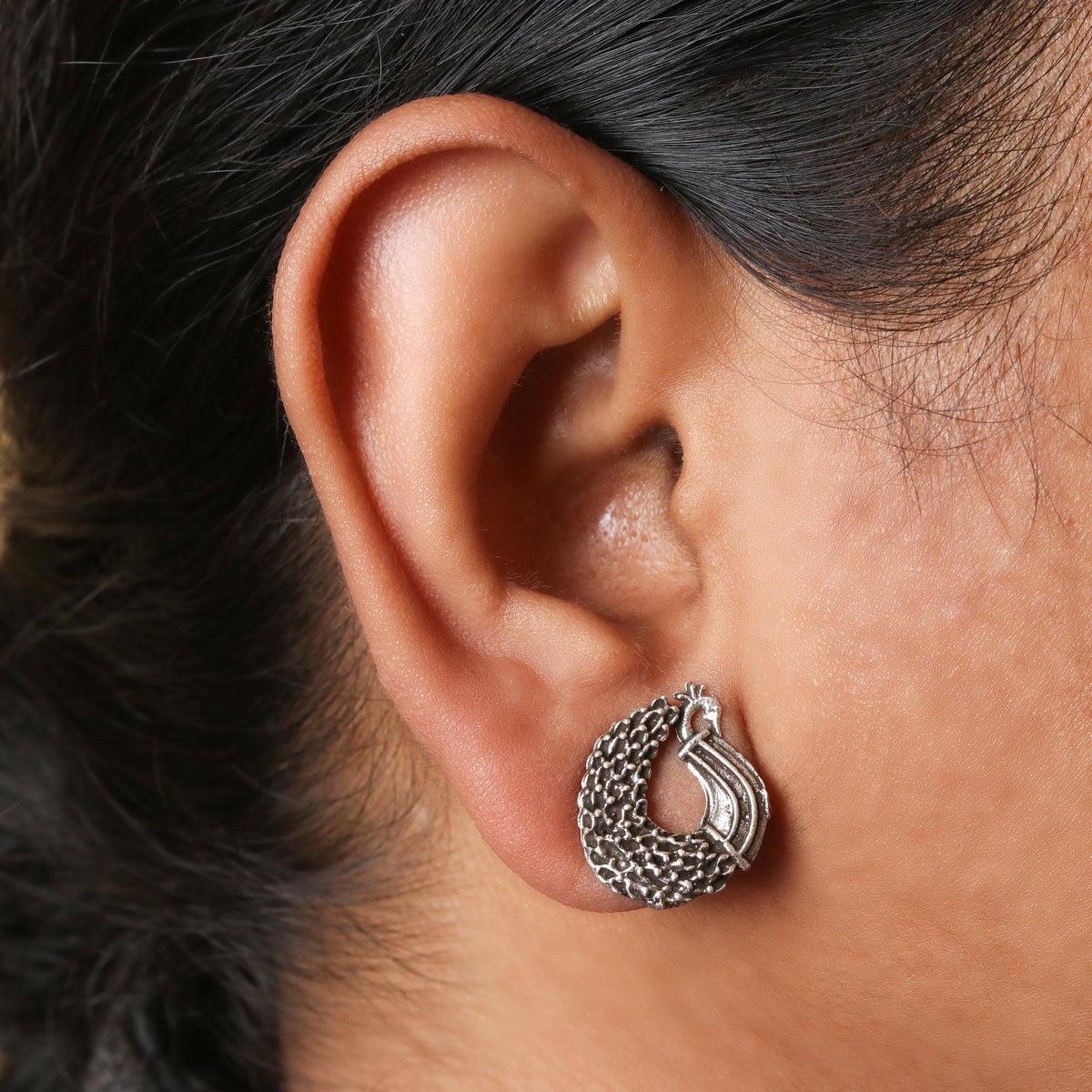 Peacock Elegance – Handcrafted Sterling Silver Earrings