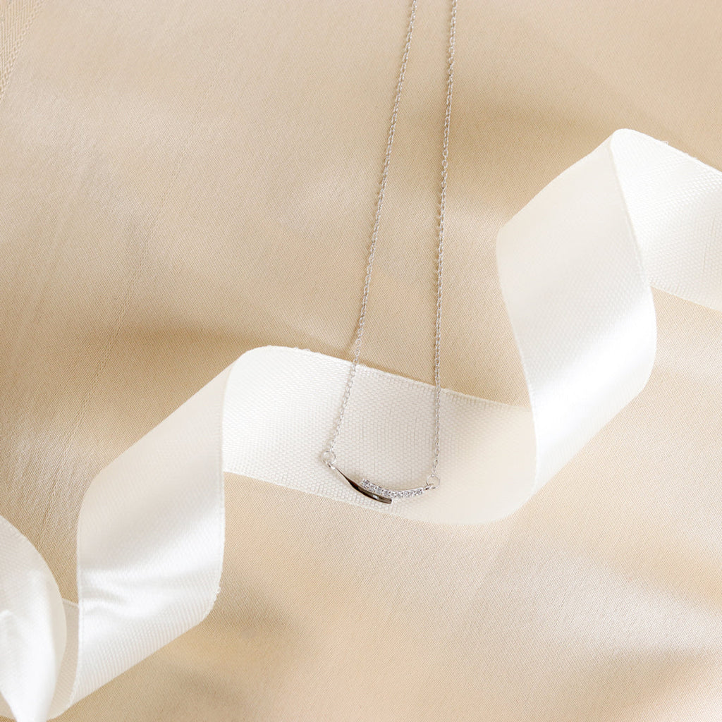 Silver Black Enamel Zircon Necklace