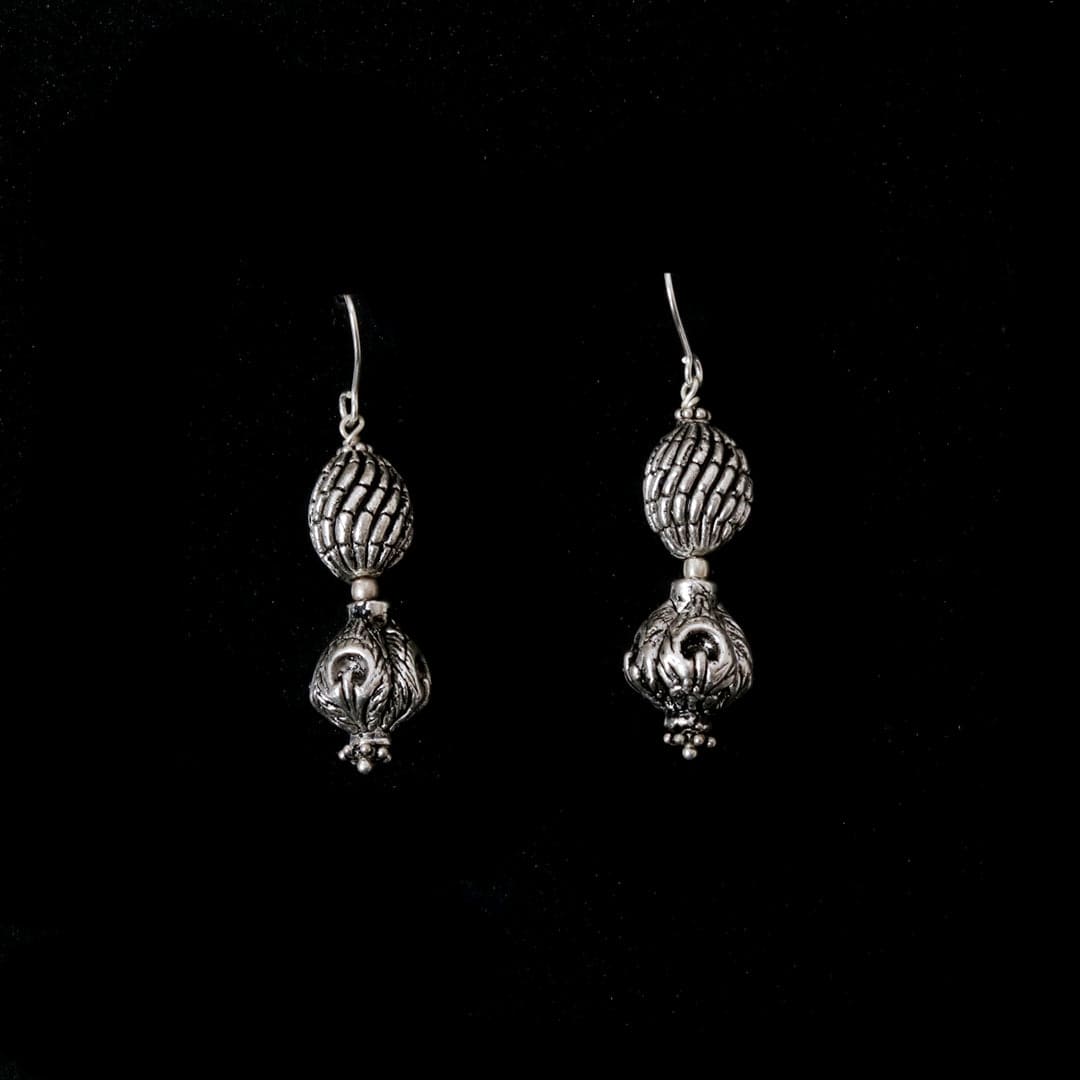 Double Carved Ball Earrings