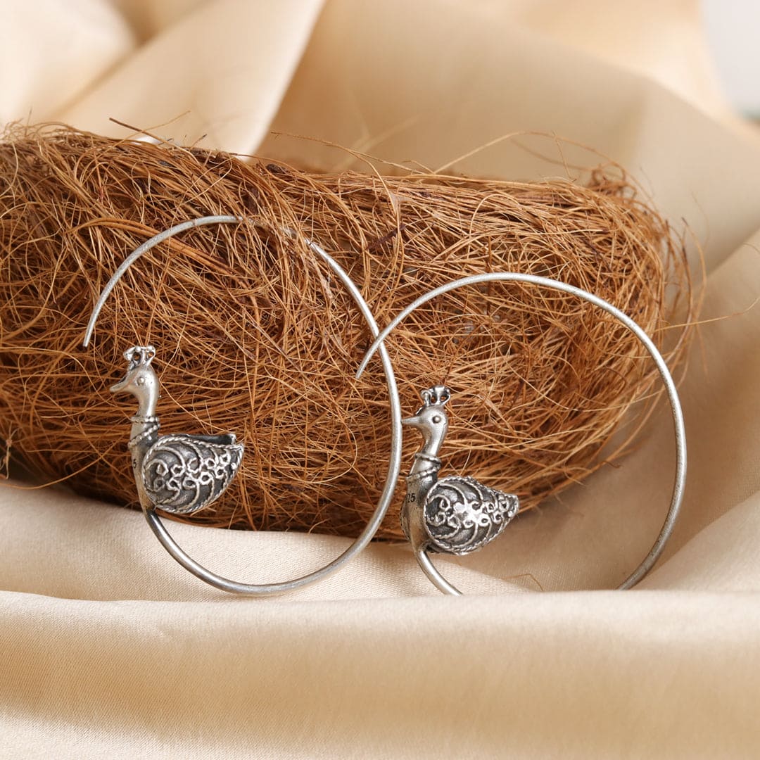 Peacock Hoop Earrings