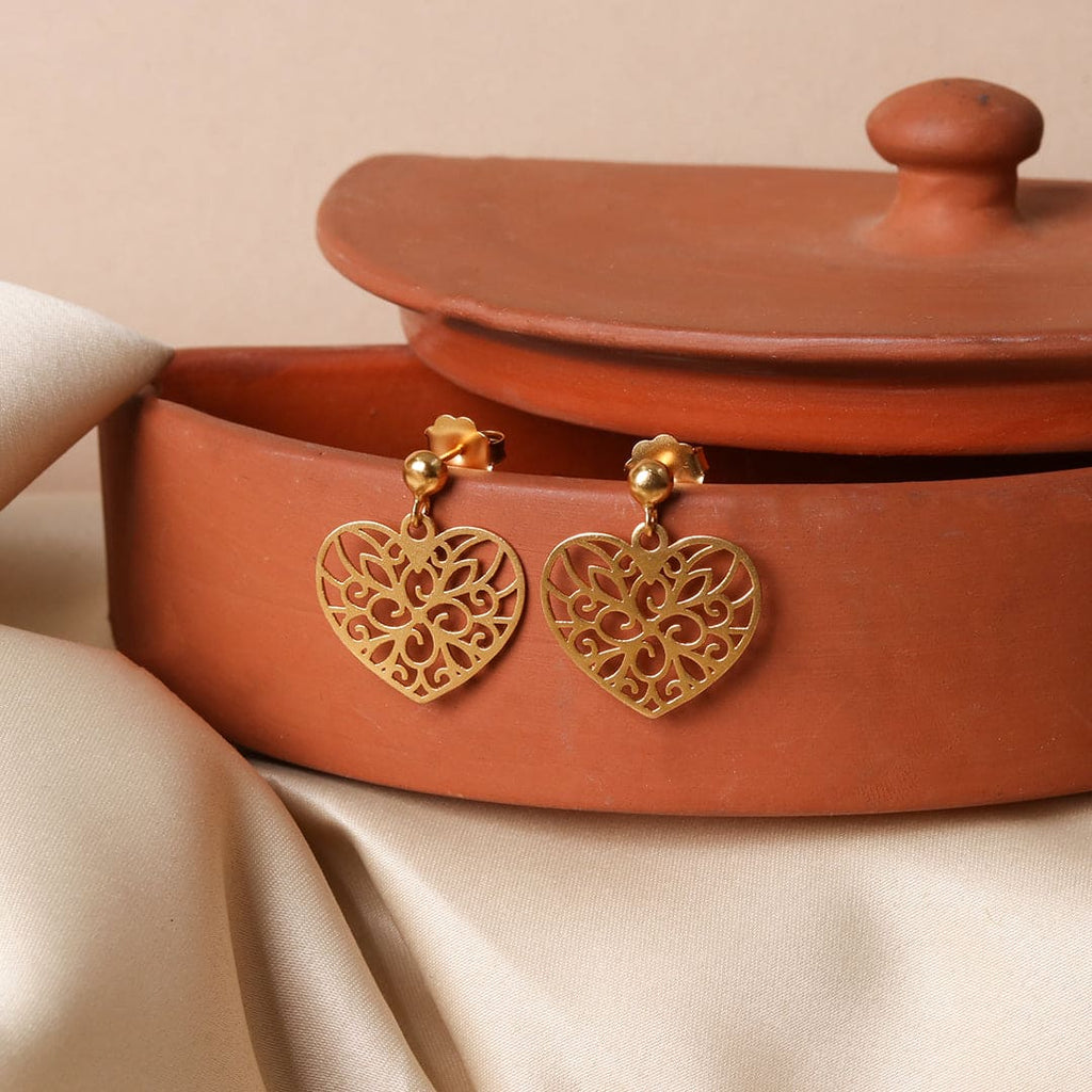 Gold-Tone Heart Cutwork Drop Earrings – view 2 of 6