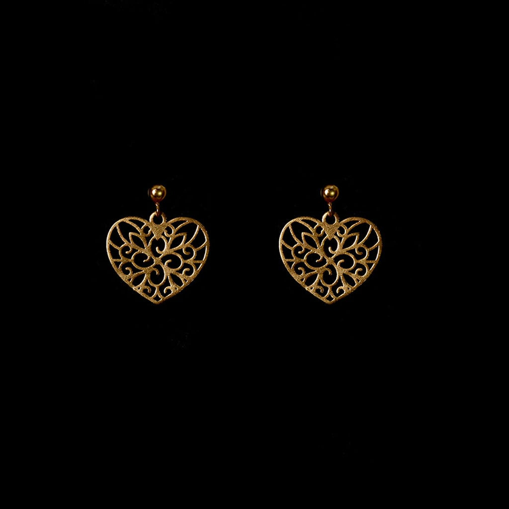 Gold-Tone Heart Cutwork Drop Earrings – view 3 of 6