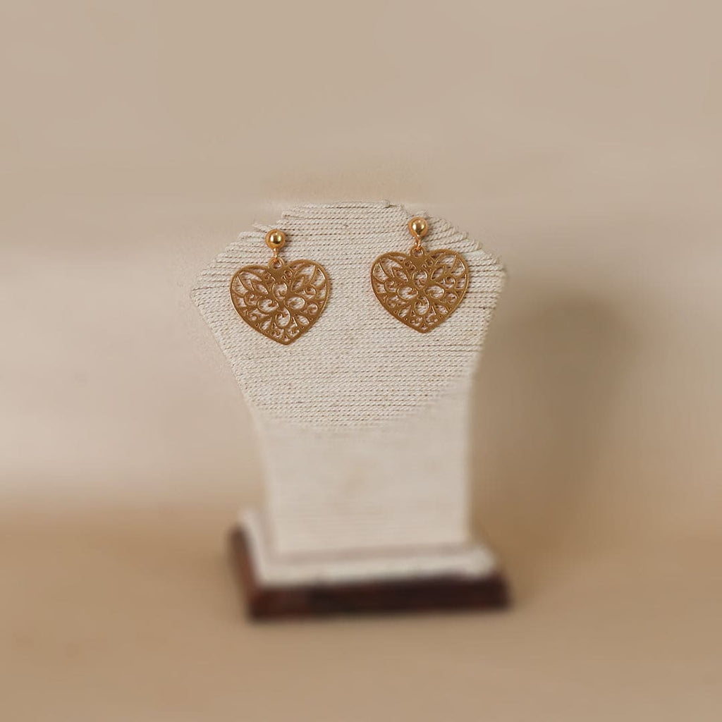 Gold-Tone Heart Cutwork Drop Earrings – view 4 of 6