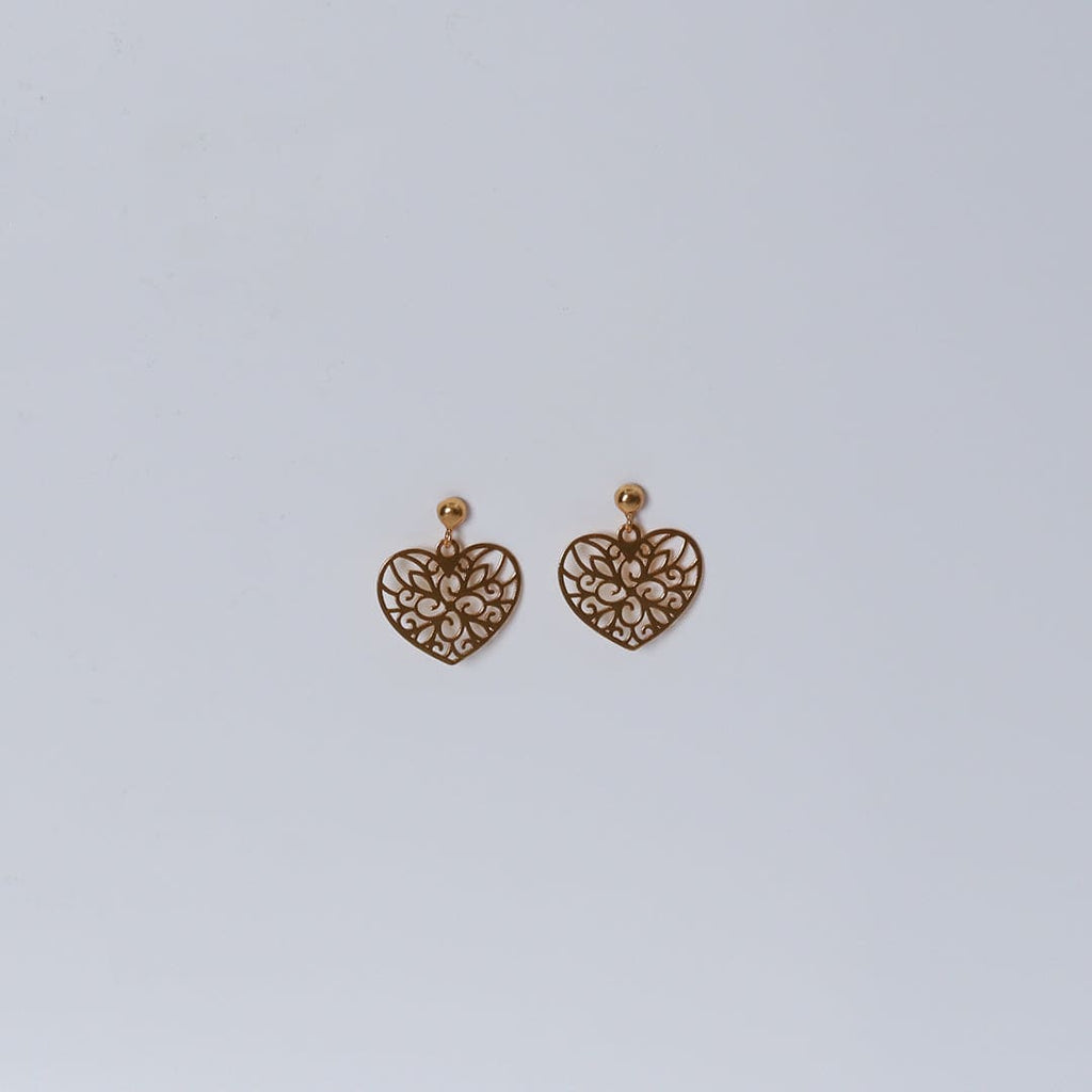 Gold-Tone Heart Cutwork Drop Earrings – Gold-tone, Drop earrings
